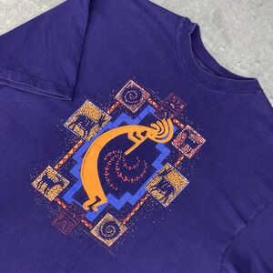 Vintage Kokopelli Shirt Mens Size XL Purple Southwestern Aztec Single Stitch 90s